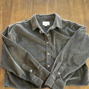 Gray corduroy crop button down from American Eagle. Size XS